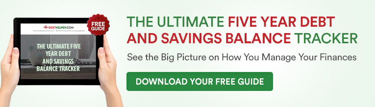 five year debt and savings balance tracker